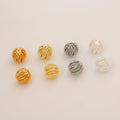 DIY Hollow Partition Crimp End Bead 18K Gold Plated Brass Watermelon Loose Designer Patterned for Bracelet Jewelry Findings