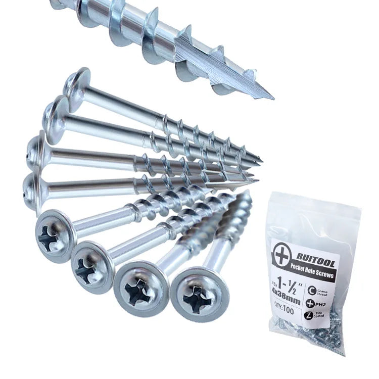 Zinc Plated Carbon Steel Pocket Hole Jig Screws Bag Packed Screw Hole Covers and Plugs Decoration Tools Link Piece