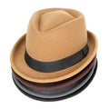 Winter Outdoor New Solid Color Vintage Trilby Hats Woman Man Factory Wholesale Custom Panama Fedora Hat Roll Edge Felt Hat