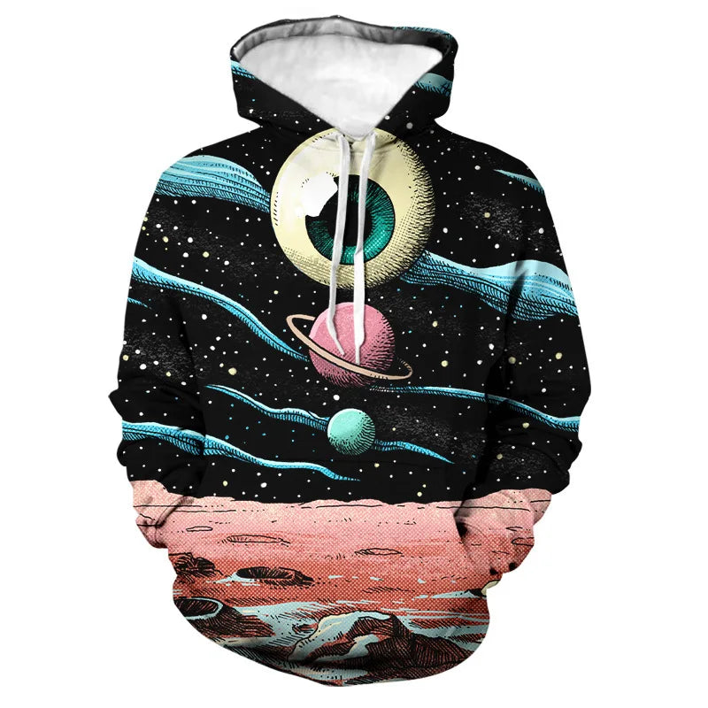 EVERTOP Custom Unisex Men's Hoodie OEM 3D Sublimation Print 'Space Sky' Anime Capucha Optimal for Spring Season USA Size