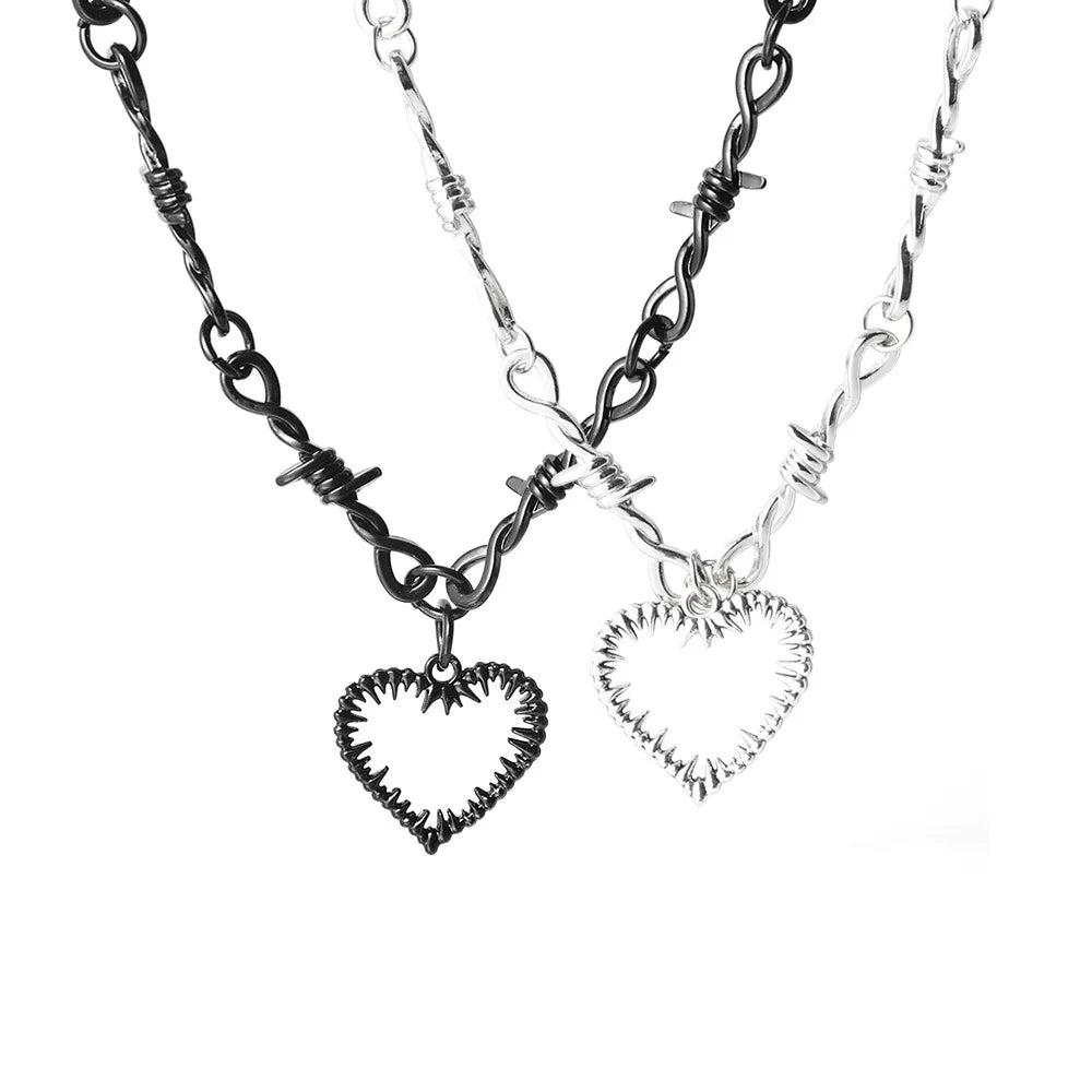 Hip Hop Fashion Love Thorn Sting Necklace Women's Men's Unisex Pendant Vintage Zinc Alloy Link Chain Wedding Party Plant Design