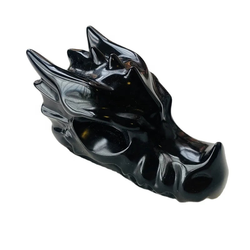 Wholesale natural crystal rock black obsidian dragon skulls for decoration