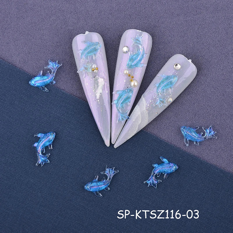 Wholesale 3D Resin Fish Nail Charms Cute Nail Charm Nail Art Accessories Supplier