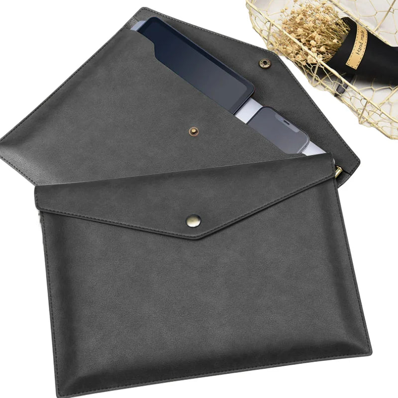 Waterproof PU Leather File Case A4 Document Holder PU Leather Document Pouch Vegan Leather Envelope Paple Bag