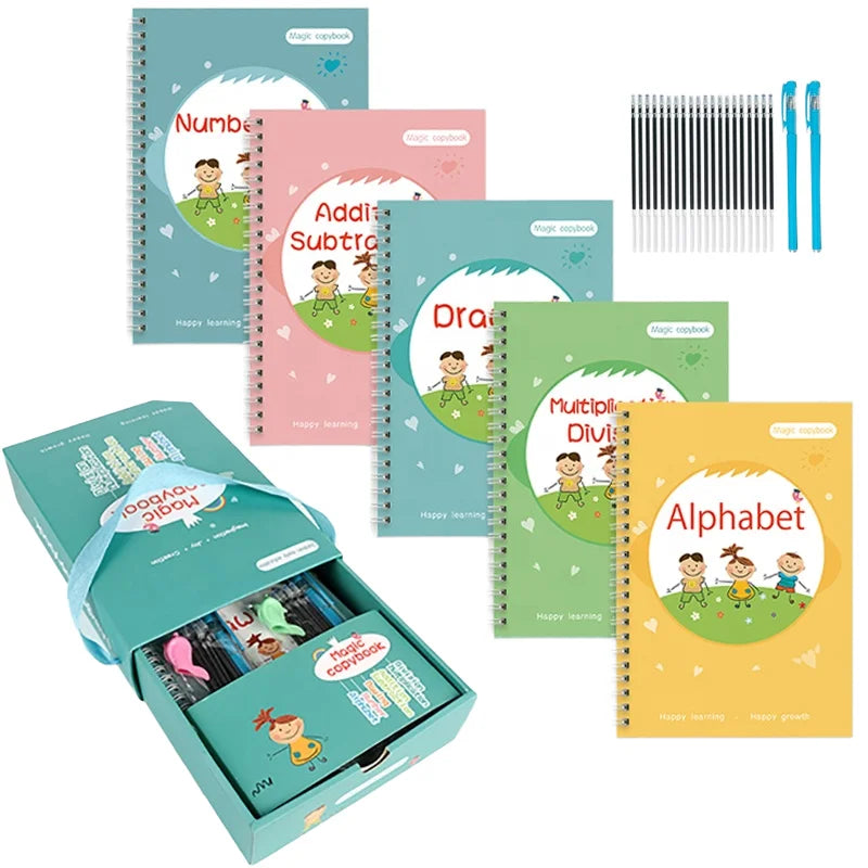 Sank Magic Style Custom Copybook for Kids Spiral-Bound School Practice Printed Workbook with Paper Cover