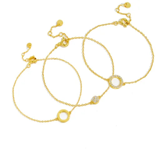 FUAMAY Classic Hot Product Circle Bracelet Women 18K  Gold Plated 925 Silver Diamond CZ Circle bracelet couple Pulsera