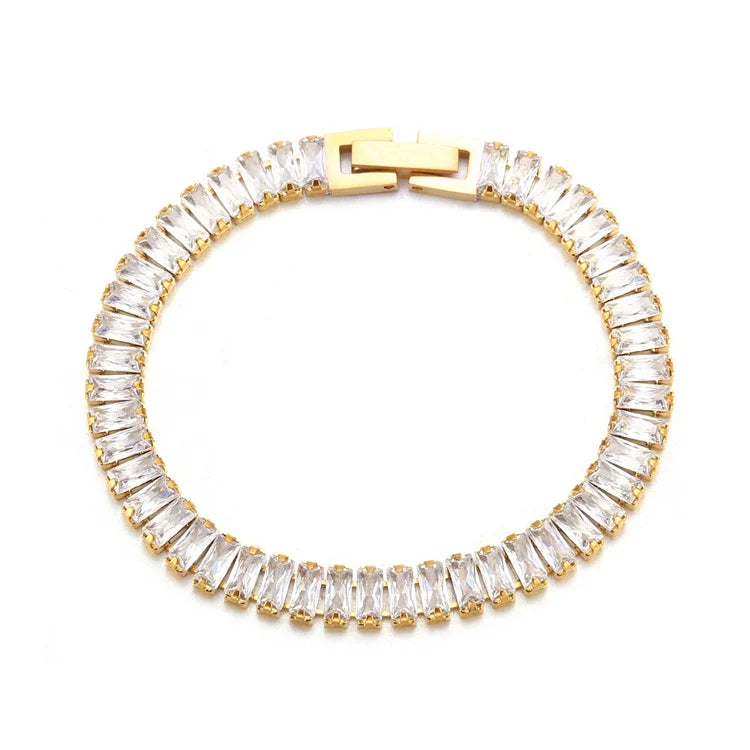 High Quality Crystal Women Statement Chain Bracelet Fashion Bling Cubic Zircon Tennis Bracelet for Women