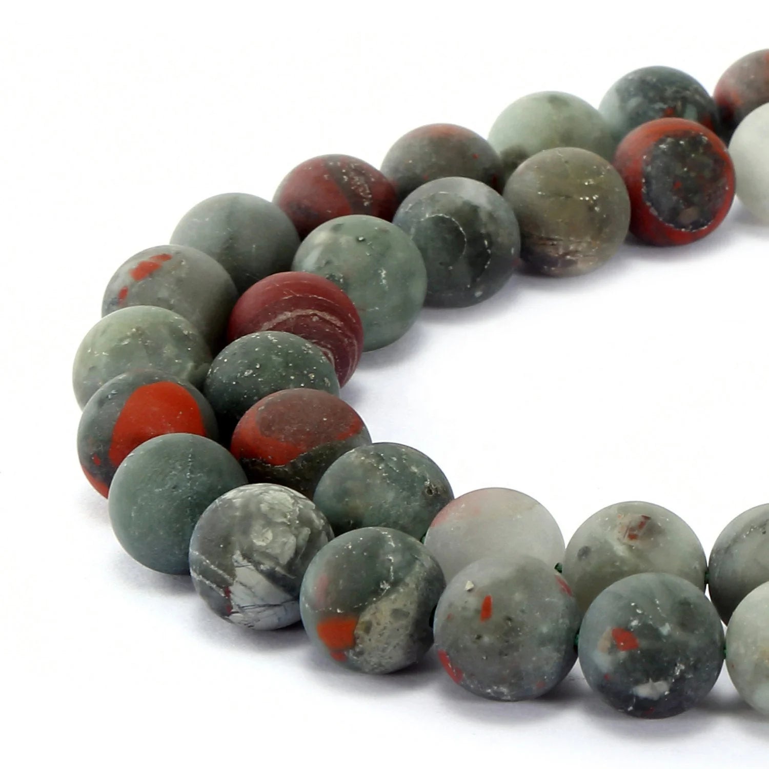 Wholesale Natural African Bloodstone Snowflake Obsidian Matte Round Gemstone Loose Beads for Jewelry Bracelet Making 4-12m