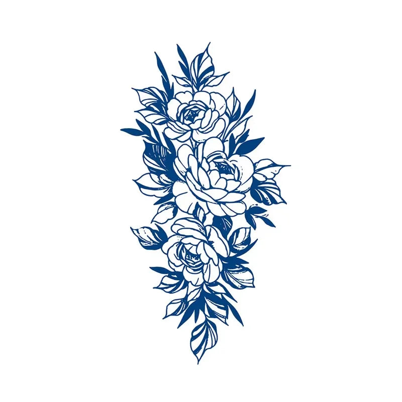 BXTAT Semi-Permanent Blue Genipa Juice Tattoos GZ097to102 Paper Body Art You Are My Sunshine Mandala Snow Lotas Peony Design