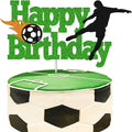 Soccer Cake Topper Happy Birthday Sign Football Player Cake Decoration for Sport Theme Man Boy Girl Birthday Party Supplies