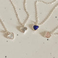 Hot Sale 925 Sterling Silver Bezel Setting Crystal Stone Heart Pendant Necklace for Women Wholesale
