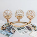 Romantic Candlelight Dinner Creative Candlestick Ornament 3 Heads Metal Crystal Tealight Candles  Chandeliers for Wedding Decor