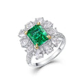 925 Silver Emerald Cut Zircon Geometric Trendy Baguette Rhodium Plated Wedding Engagement Anniversary Party Unisex Gift Ring