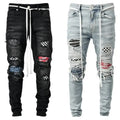 Men Jeans Ripped Jeans Motorcycle Pants Men Clothing Hole Pants Slim Fit Pencil Pants for Men Hight Street Hip Hop Jeans
