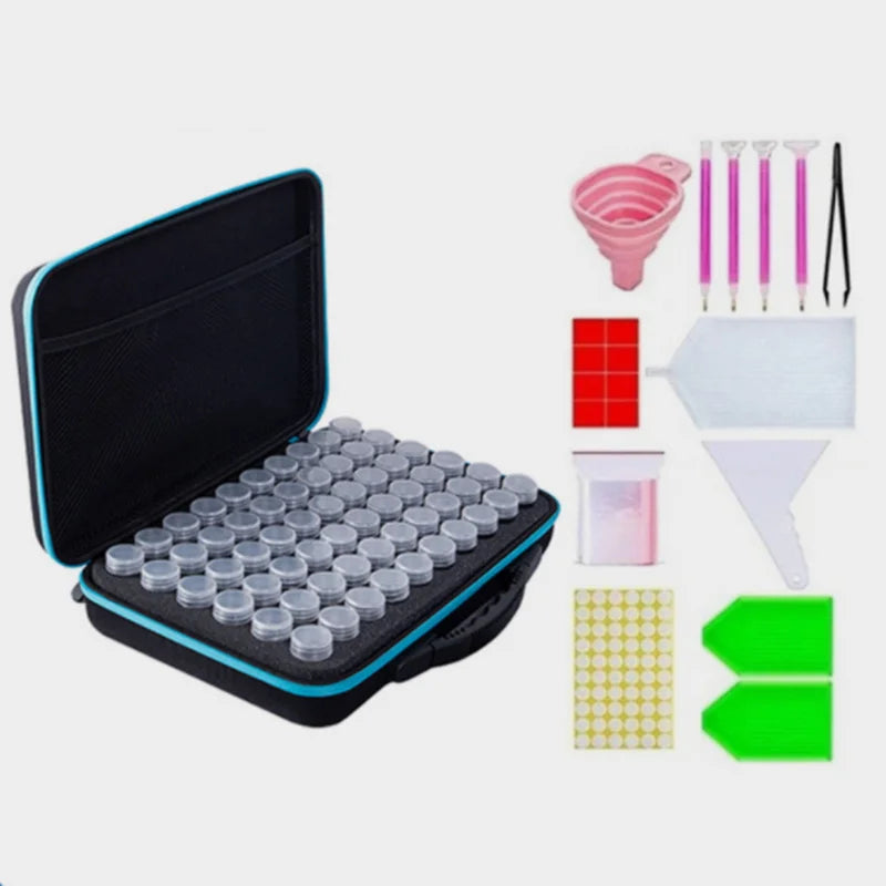 60pc Plastic Bottles Storage Box Diamond Painting Jewelry Set Nail Tools Beads Container Jar Zipper Case Environment Friendly