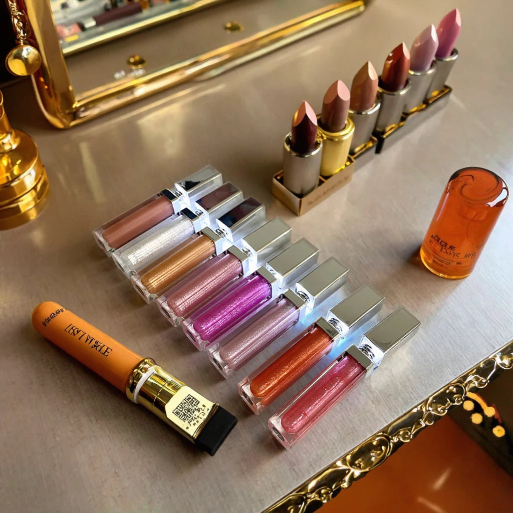 Custom Silver LED Hydrating Non Stick Lip Gloss Private Label Lipgloss With Light Mirror Vegan ODM Supplied