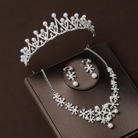 Retro Bride Wedding Headpiece Pearl Three Piece Set