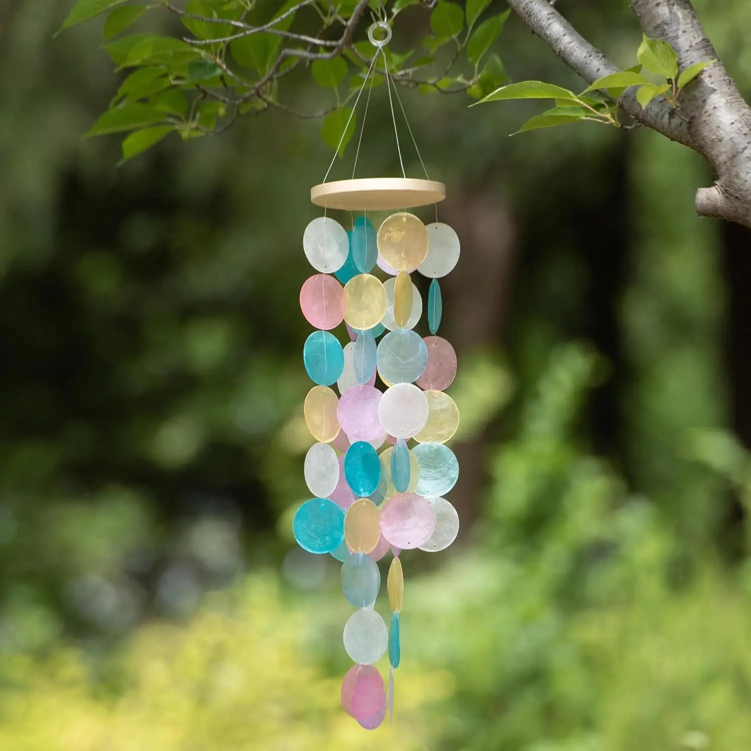 Wind Chimes for Outside - Handcrafted Capiz Shells Windchime Coastal Style Garden Wedding Decor