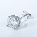 Stocks Fine Jewelry 925 Silver Plated Rhodium Round VVS Moissanite Diamond 4 Prong Stud Earrings Classic Fashion Jewelry