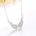 Factory Direct Sale Rhodium Plated 925 Sterling Silver Necklaces Cubic Zirconia Angel Wing Feather Necklace