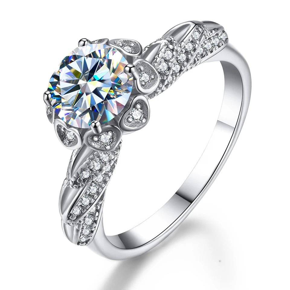 Genuine 925 Sterling Silver 1ct Moissanite Diamond Guardian Angel Ring for Women Engagement Luxury Jewellery