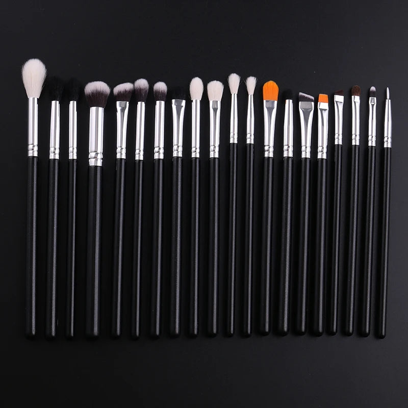 IPRESTA High End Luxury Black Silver Color Personalized Hair 20pcs Latest Eyeshadow Makeup Brush Set