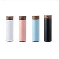 New Design 350ml 450ml Wooden Color Lid Straight Bottles Stainless Steel  Insulated Water Bottles with Tea Infuser