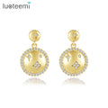 LUOTEEMI Girl Earring Jewelry Gold Plated Fashion Clear Cubic Zirconia Star Inlaid Drop Earrings for Women