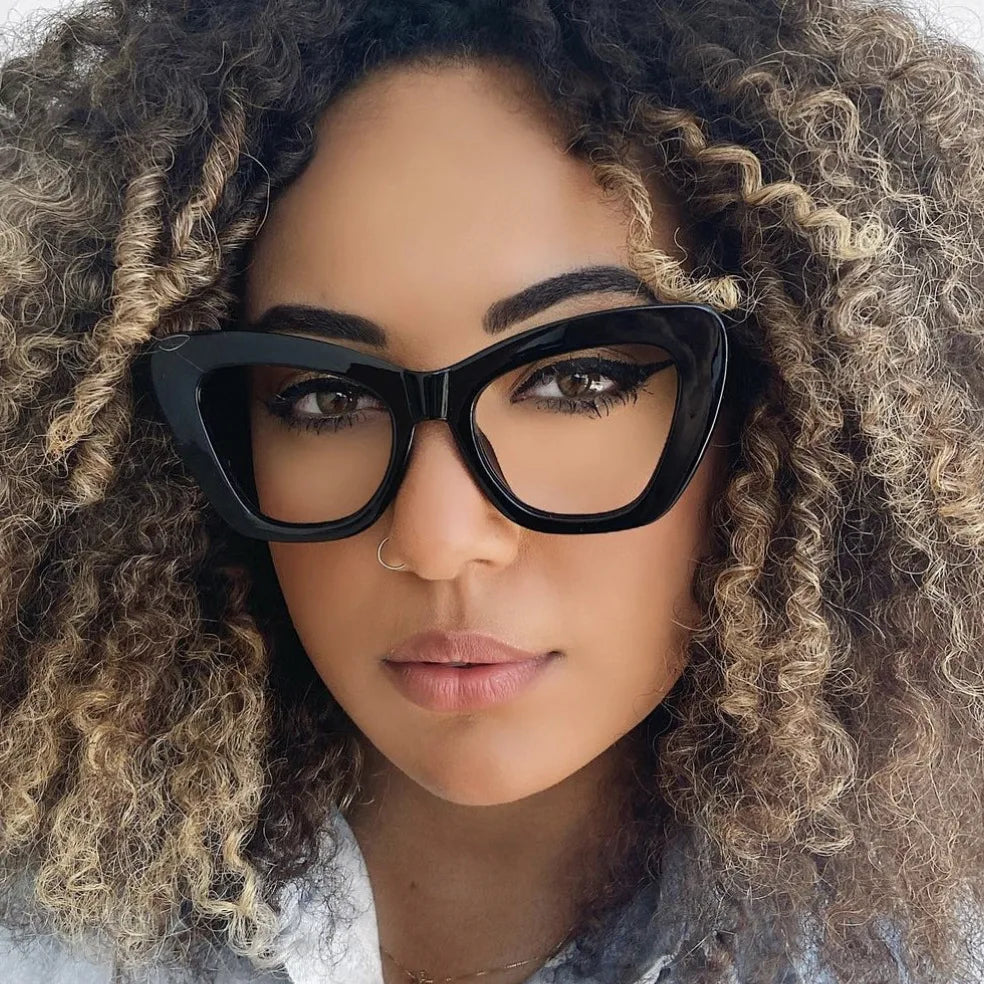 STORY XY425 Cat Eye Blue Light Blocking Eyeglasses Clear Lens Color Matching Optical Glasses Fashion Big Frame Eyewear