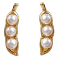 Brincos Com Perolas Retro 3 Pearl Pea Shaped Earrings Elegant Lady Peasecod Stud Earrings for Women