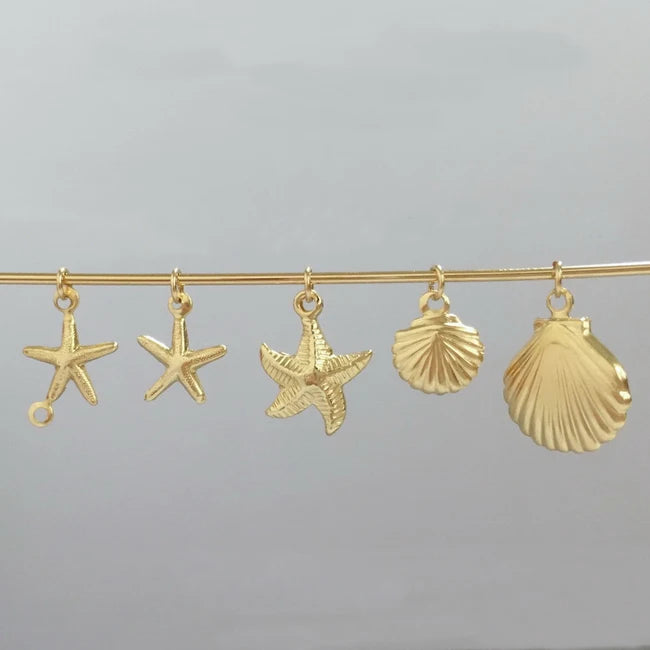 High Quality Jewelry Pendant 14K Gold Filled Seashell Charms Sea Star for Jewelry Making