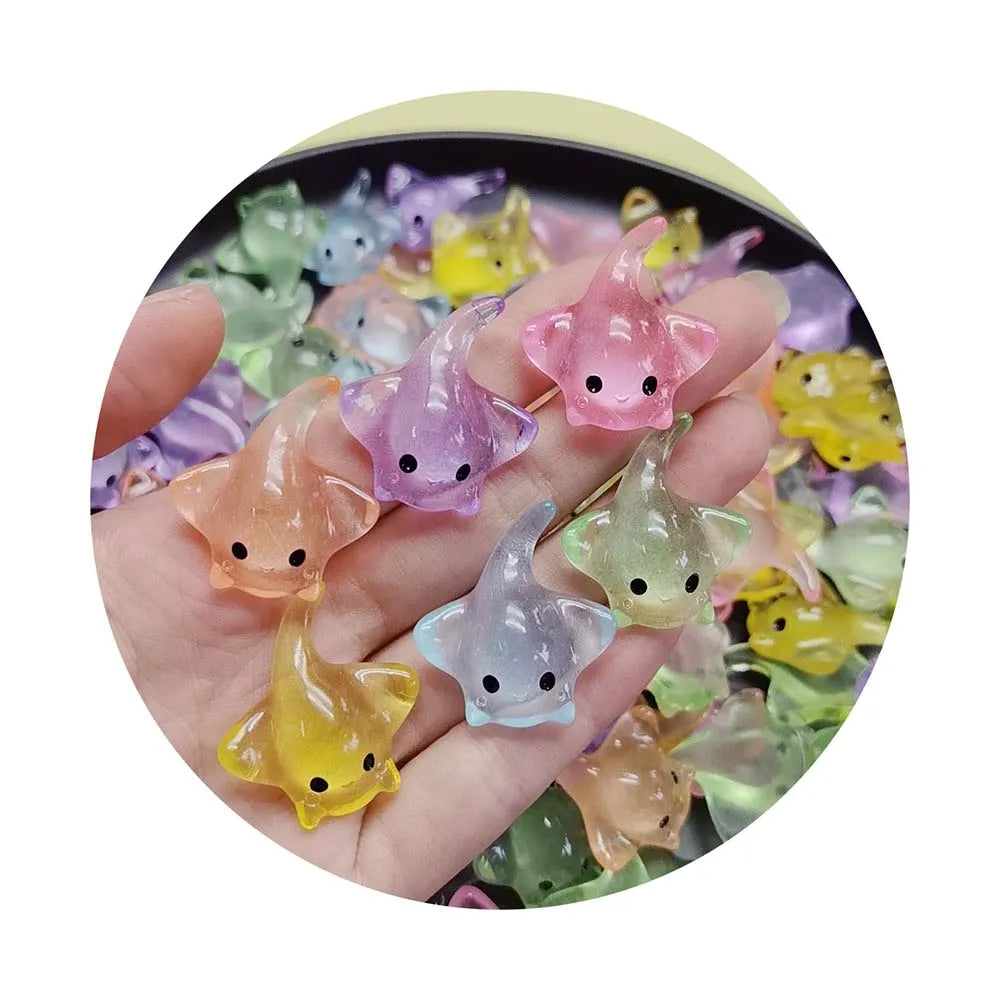 Ocean Animal Theme Flatback Slime Charms 100Pcs Clear Fish Resin Cabochons Embellishments for Scrapbooking Phonecase Decor