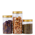 250g Wide Mouth Pet Plastic Jars Empty Cookies Plastic Container with Gold Aluminum Lids for Food Packaging
