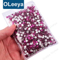 Oleeya Factory Wholesale 2028 Same Cut Factes Rose B Color Glass Non Hotfix Rhinestone Flat Back Rhinestones for Nail Art DIY