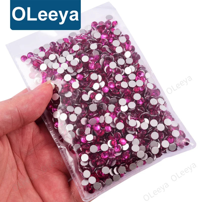 Oleeya Factory Wholesale 2028 Same Cut Factes Rose B Color Glass Non Hotfix Rhinestone Flat Back Rhinestones for Nail Art DIY