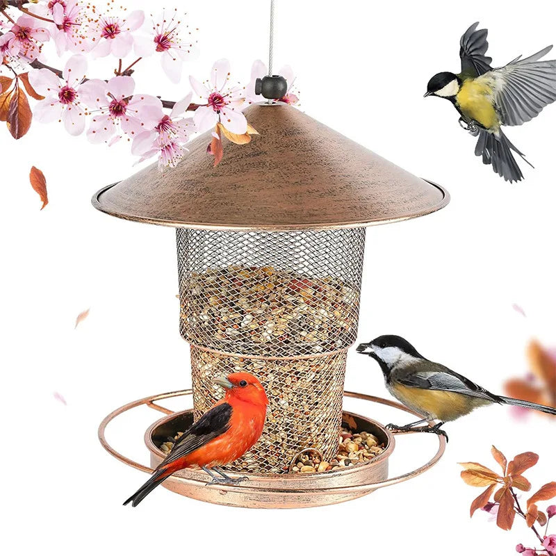 USMILEPET Stock Available Metal Wild Outdoor Pet Bird Feeder Heavy Hanging-Bird-Feeder-Tray for Garden Yard Decoration