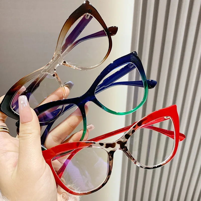 Europe and America New Anti-blue Cat Eye Flat Light Mirror Irregular Gradient Personality Spectacle Frame