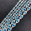 Horse Eye Shape White Mother of Pearl Shell Made Blue Eye Charm Beads for DIY Necklace Bracelet Jewelry Making
