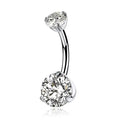 Wholesale G23 Titanium 14G Internally Threaded Cubic Zirconia Belly Button Rings Navel Rings Belly Bars Piercing Body Jewelry