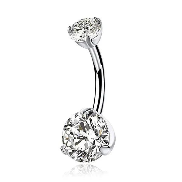 Wholesale G23 Titanium 14G Internally Threaded Cubic Zirconia Belly Button Rings Navel Rings Belly Bars Piercing Body Jewelry