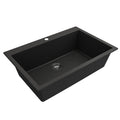 High Grade Luxury Top Mount Above Counter Single Bowl Black Granite Quartz Stone Composite Kitchen Sink With Accessories