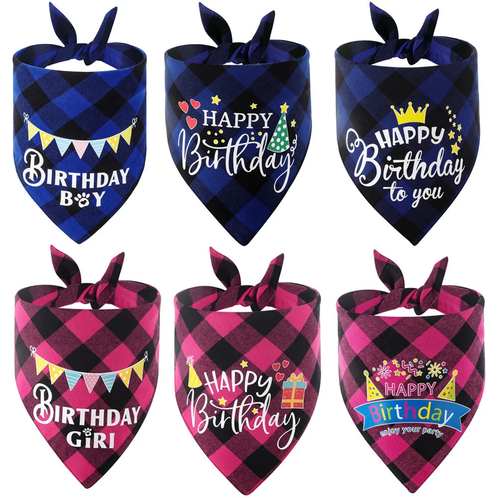 2024 Solid Color Wholesale-dog-bandana Happy Birthday Dog Bandana Small Dog