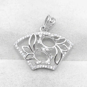 Sterling Silver 5*7mm Semi Mount Pendant Empty Frame Blank Support Setting S925 Base Holder Without Center Stone for DIY Inlay
