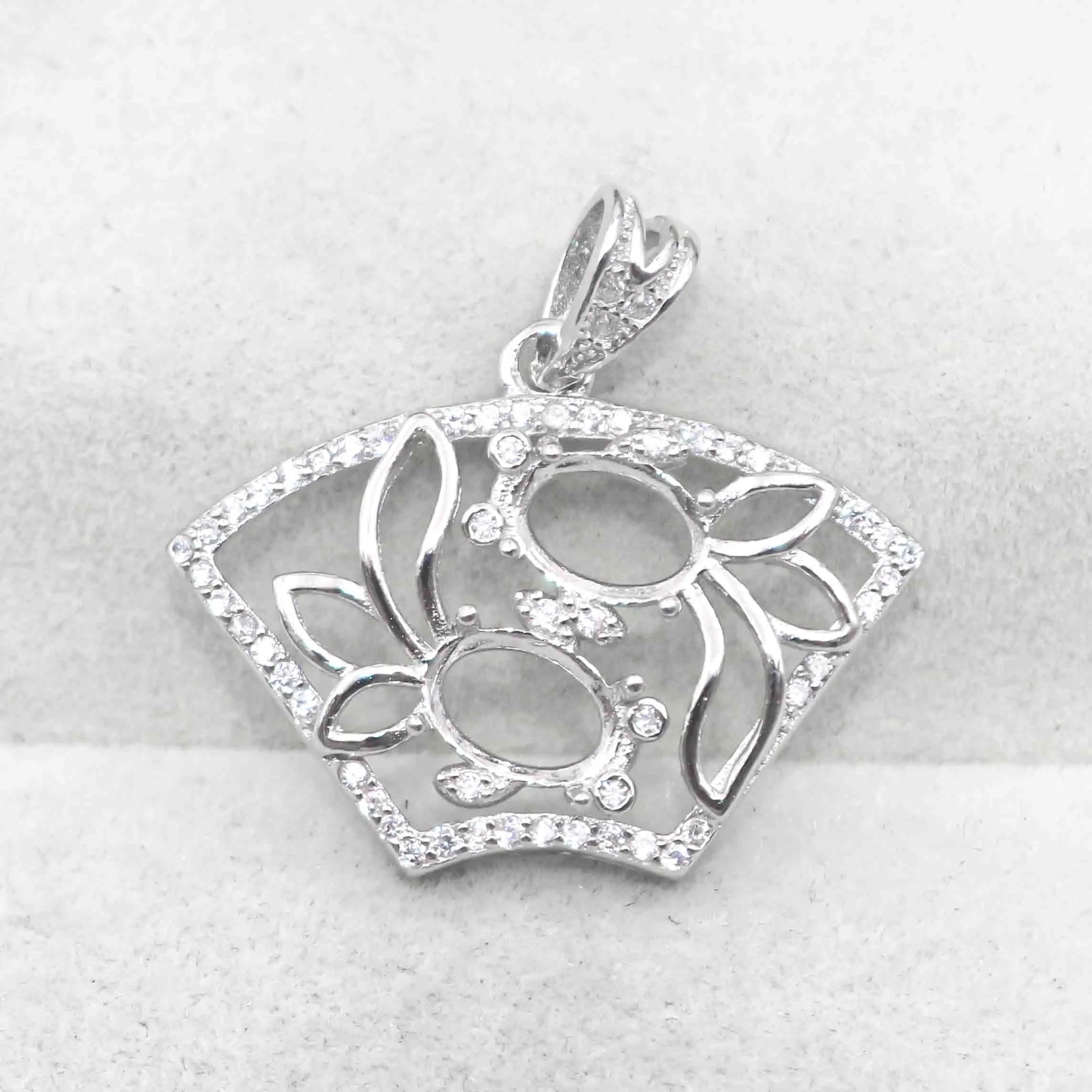 Sterling Silver 5*7mm Semi Mount Pendant Empty Frame Blank Support Setting S925 Base Holder Without Center Stone for DIY Inlay