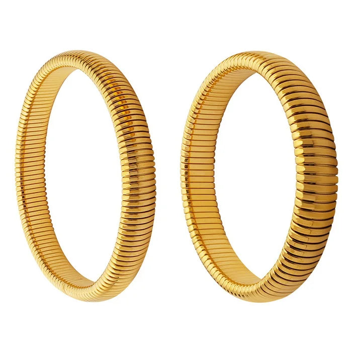 18K Gold Stainless Steel 10MM Wide Elastic Cuff Bangle Bracelet Personalized 12MM Wide Titanium Steel Bracelet for Gift