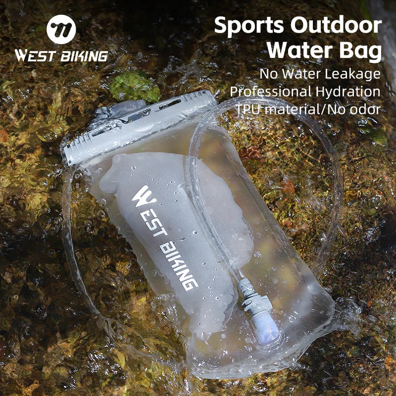 WEST BIKING 1.5L TPU Portable Water Bag for Outdoor Sports for Camping Hiking Bike Riding & Climbing Cycling Water Drinking Bag