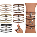 Adjustable Handmade Simple Wave Multi Layer Corrugated Boho Bracelet Hair Ties With Metal Charms