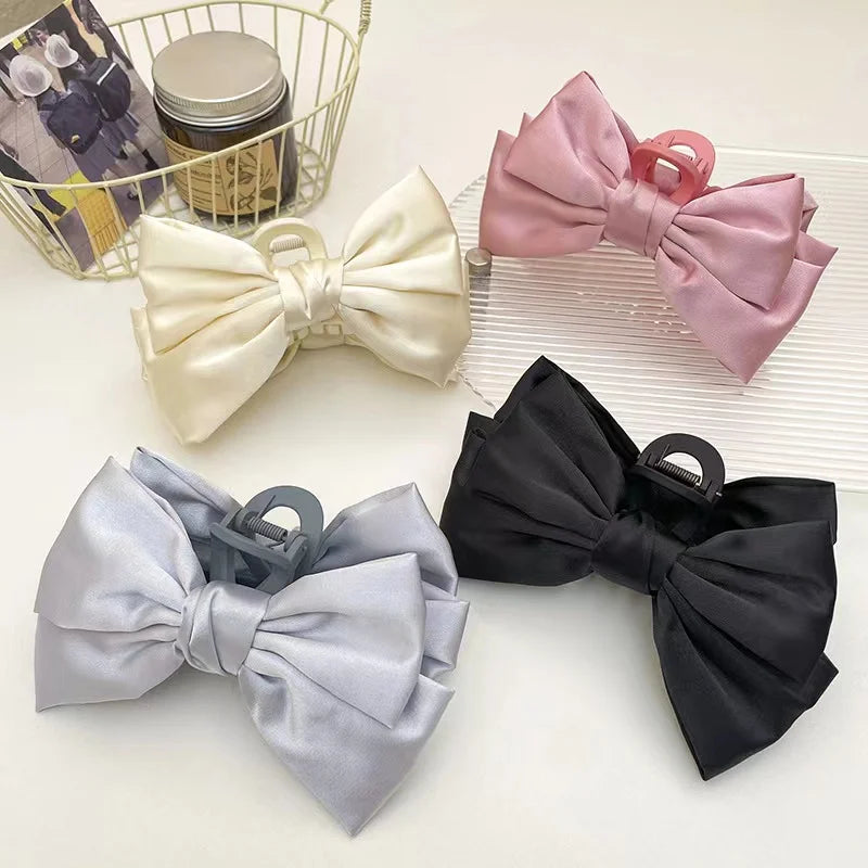 New 2022 Women Bow Design Large Size 15.5cm Hair Shark Clips Girls Simple Fashion Hair Claw Clip for Women Hair Accessories