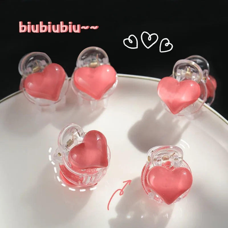 KUACHI Wholesale Love Mini Plastic Hair Claws Cartoon Pink Heart Hair Claw Valentine's Day Girl Hair Claws