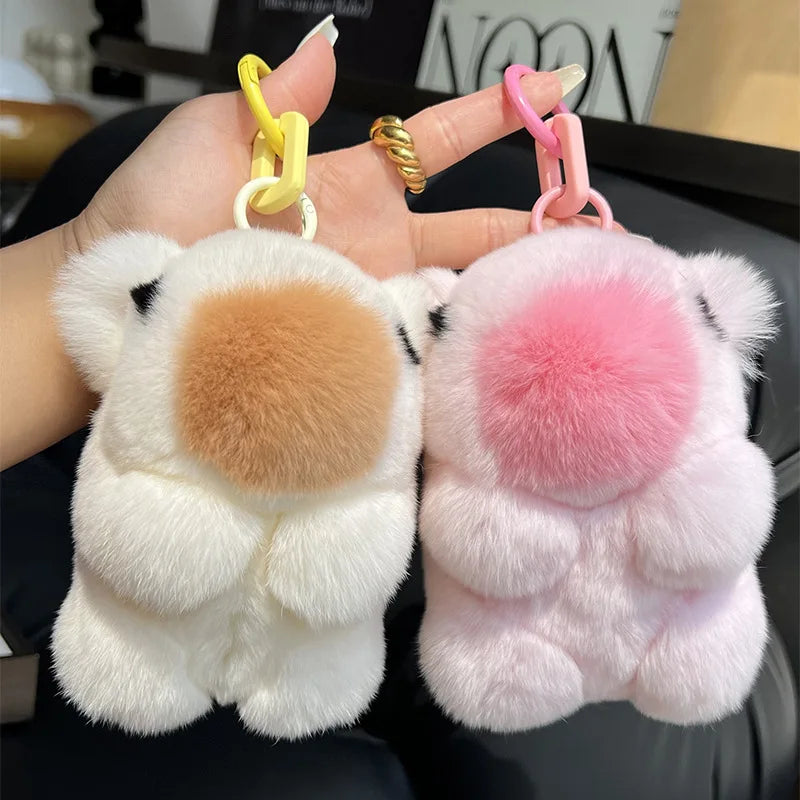 2025 Cute Cute Rex Rabbit Hair Capybara Figure Car Key Chain